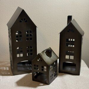 Black Metal House Table Decor - 3 Pieces